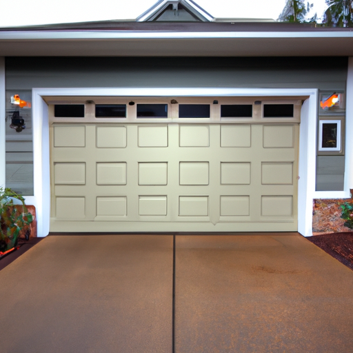 Insulated residential garage door on a Craftsman home in Woodinville, WA showing panels, weatherstripping, and driveway.